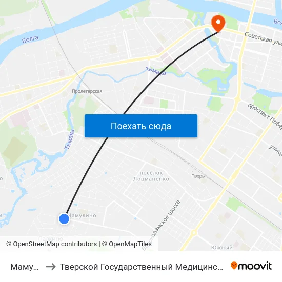 Мамулино to Тверской Государственный Медицинский Университет map