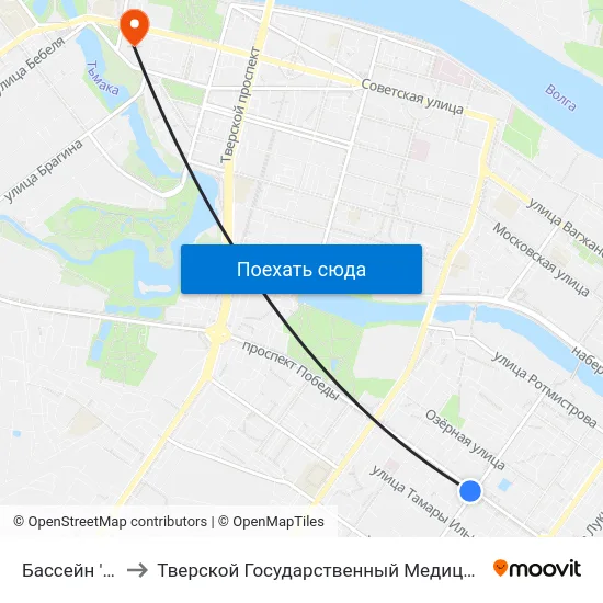 Бассейн 'Радуга' to Тверской Государственный Медицинский Университет map