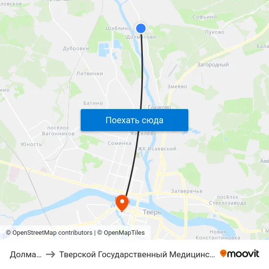 Долматово to Тверской Государственный Медицинский Университет map
