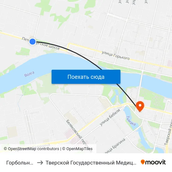 Горбольница №3 to Тверской Государственный Медицинский Университет map