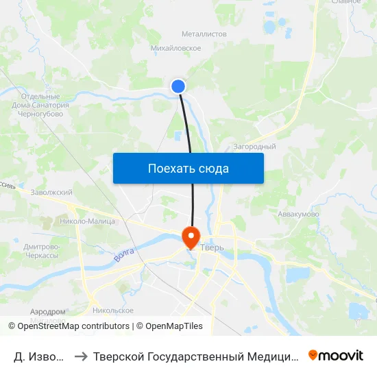 Д. Изворотень to Тверской Государственный Медицинский Университет map