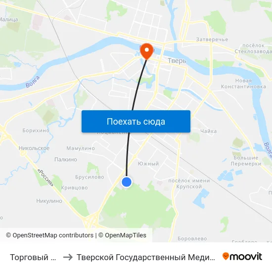 Торговый Парк №1 to Тверской Государственный Медицинский Университет map