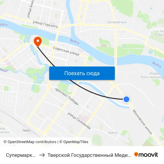 Супермаркет 'Лента' to Тверской Государственный Медицинский Университет map