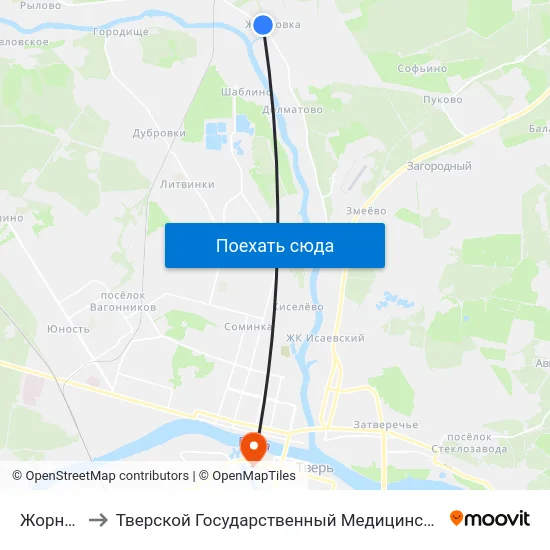 Жорновка to Тверской Государственный Медицинский Университет map