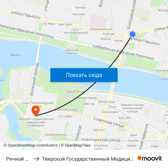 Речной Вокзал to Тверской Государственный Медицинский Университет map