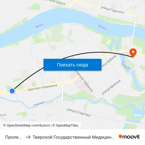 Пролетарка to Тверской Государственный Медицинский Университет map
