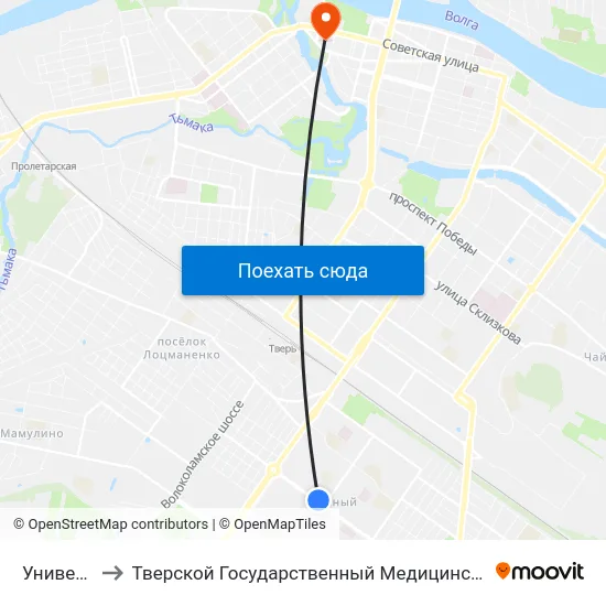Универсам to Тверской Государственный Медицинский Университет map