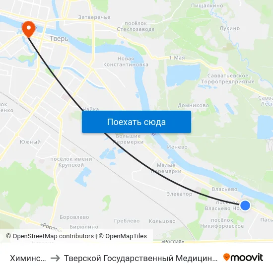 Химинститут to Тверской Государственный Медицинский Университет map
