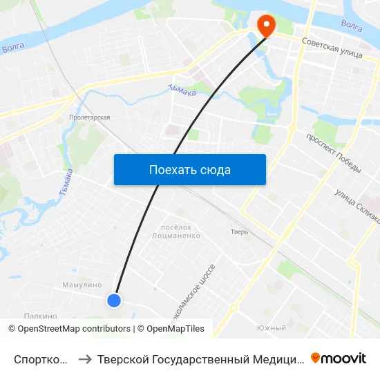 Спорткомплекс to Тверской Государственный Медицинский Университет map