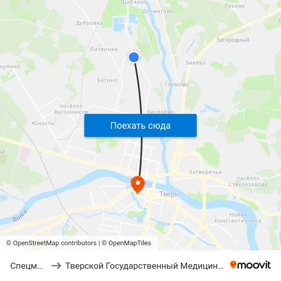 Спецмонтаж to Тверской Государственный Медицинский Университет map