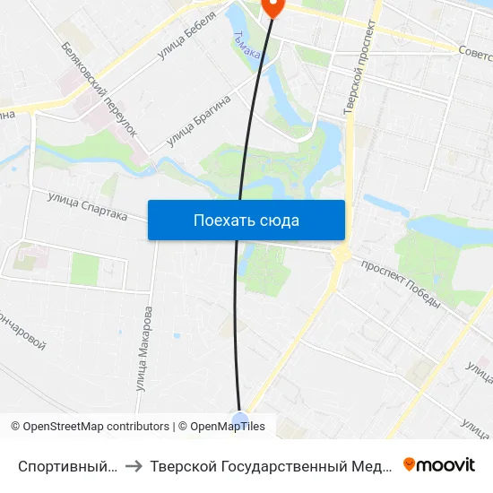 Спортивный Переулок to Тверской Государственный Медицинский Университет map