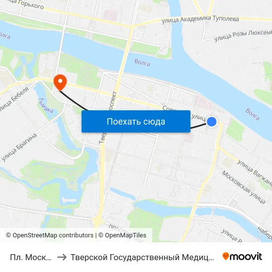 Пл. Московская to Тверской Государственный Медицинский Университет map