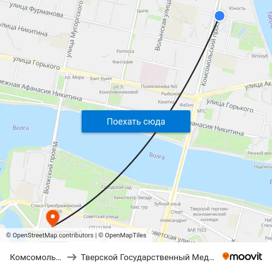 Комсомольский Пр-Т to Тверской Государственный Медицинский Университет map