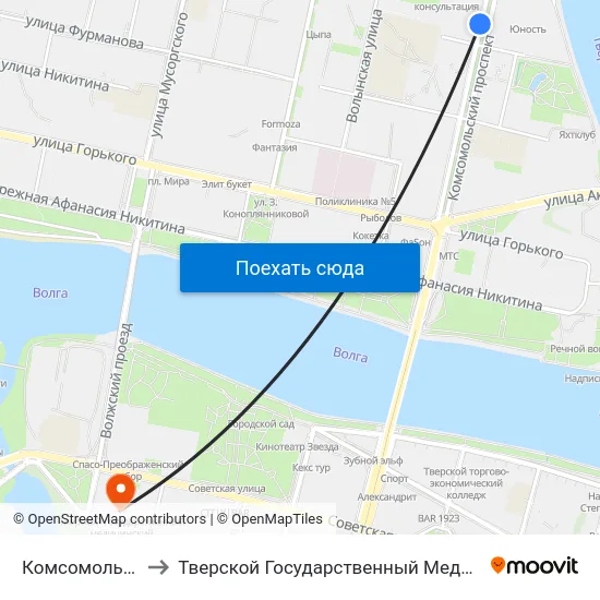 Комсомольский Пр-Т to Тверской Государственный Медицинский Университет map