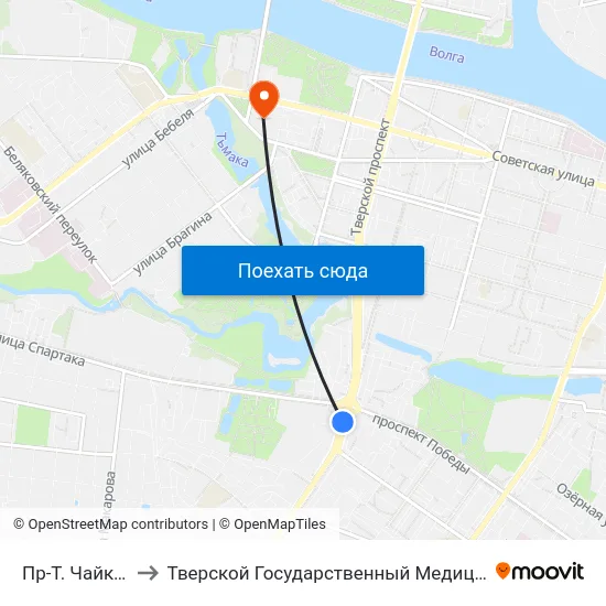 Пр-Т. Чайковского to Тверской Государственный Медицинский Университет map