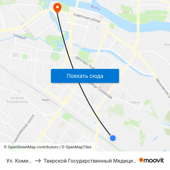 Ул. Коминтерна to Тверской Государственный Медицинский Университет map