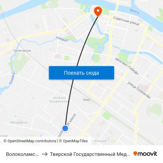 Волоколамское Шоссе to Тверской Государственный Медицинский Университет map