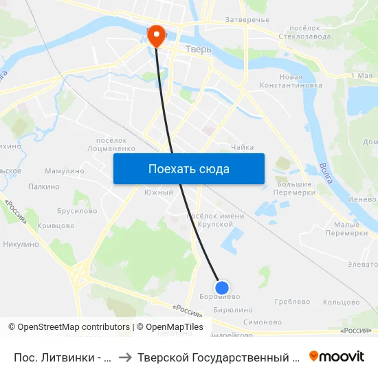 Пос. Литвинки - Пмк»  Боровлево to Тверской Государственный Медицинский Университет map