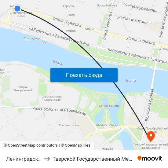 Ленинградская Застава to Тверской Государственный Медицинский Университет map