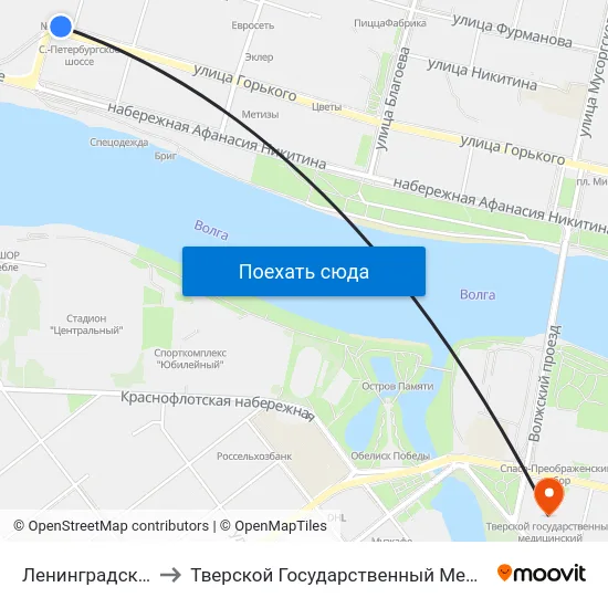 Ленинградская Застава to Тверской Государственный Медицинский Университет map