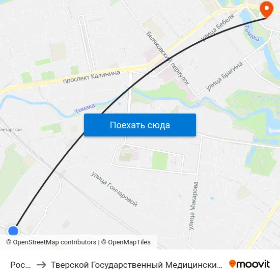 Россия to Тверской Государственный Медицинский Университет map