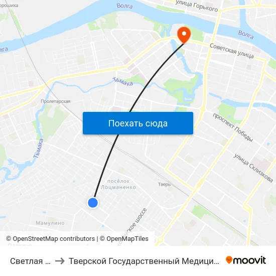 Светлая Улица to Тверской Государственный Медицинский Университет map