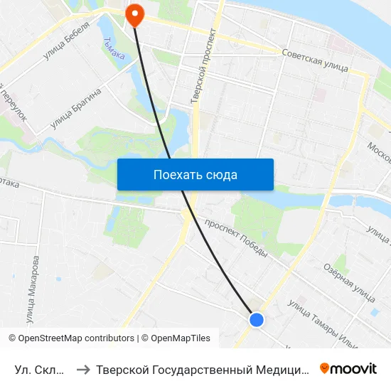 Ул. Склизкова to Тверской Государственный Медицинский Университет map