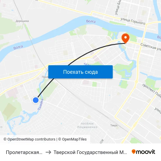 Пролетарская Набережная to Тверской Государственный Медицинский Университет map