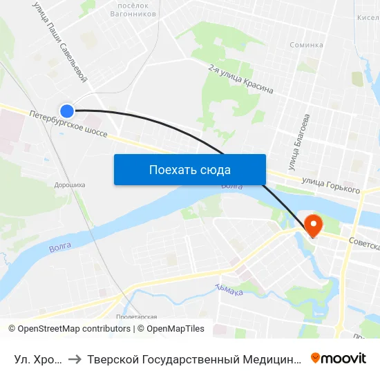 Ул. Хромова to Тверской Государственный Медицинский Университет map