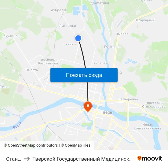 Станция to Тверской Государственный Медицинский Университет map