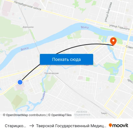 Старицкое Шоссе to Тверской Государственный Медицинский Университет map