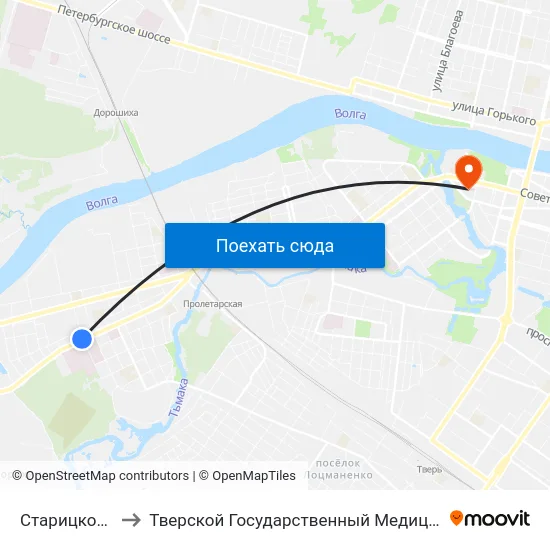 Старицкое Шоссе to Тверской Государственный Медицинский Университет map