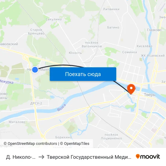 Д. Николо- Малица to Тверской Государственный Медицинский Университет map