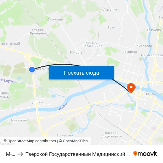 М-10 to Тверской Государственный Медицинский Университет map