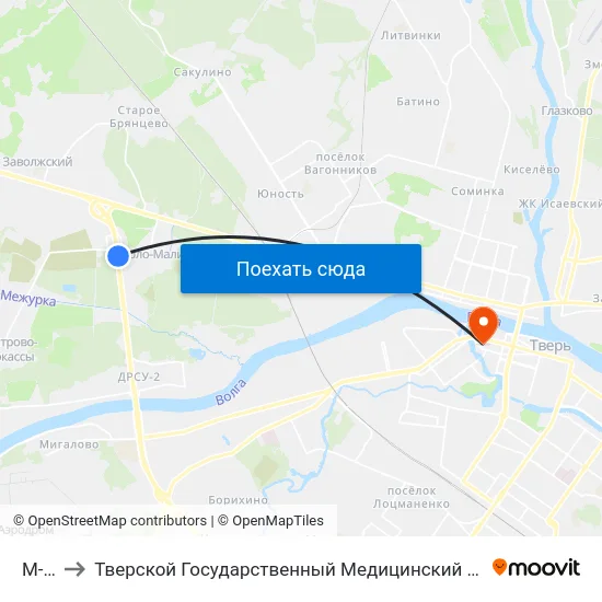 М-10 to Тверской Государственный Медицинский Университет map
