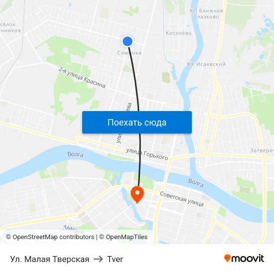 Ул. Малая Тверская to Tver map