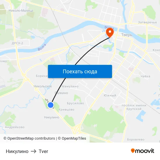Никулино to Tver map