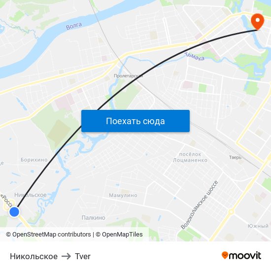 Никольское to Tver map