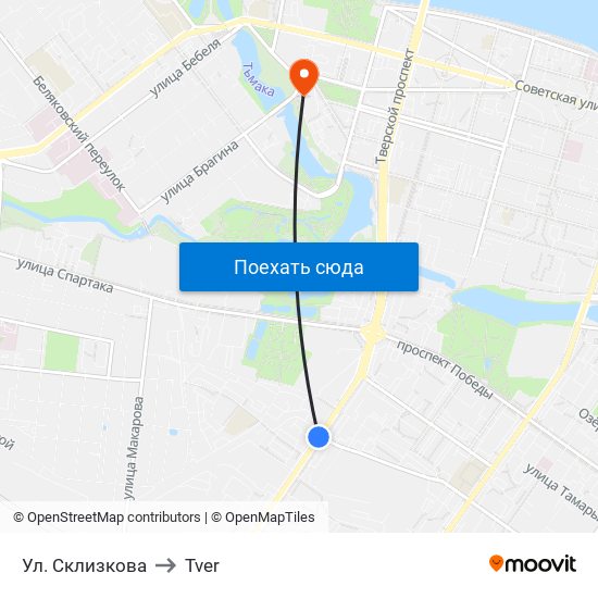 Ул. Склизкова to Tver map