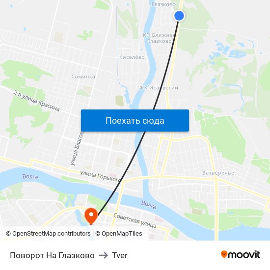 Поворот На Глазково to Tver map