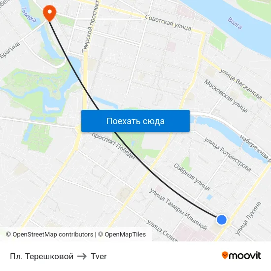 Пл. Терешковой to Tver map