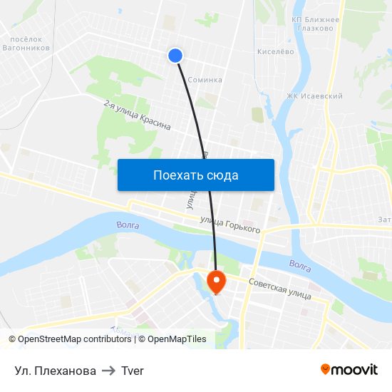 Ул. Плеханова to Tver map