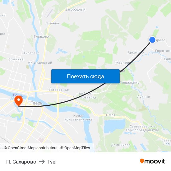 П. Сахарово to Tver map