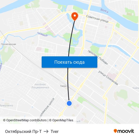 Октябрьский Пр-Т to Tver map