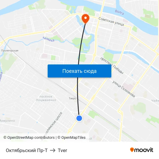 Октябрьский Пр-Т to Tver map