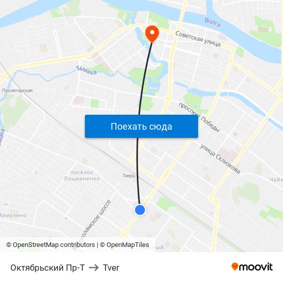 Октябрьский Пр-Т to Tver map