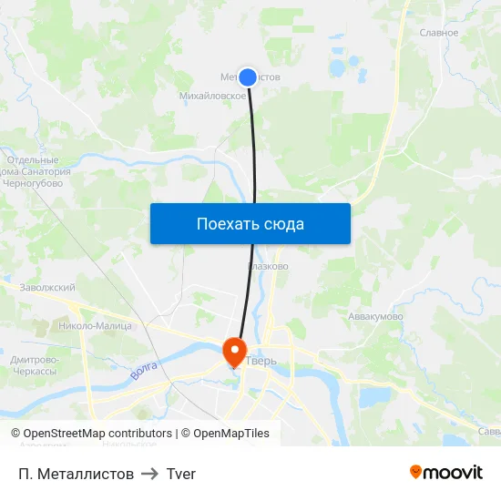 П. Металлистов to Tver map
