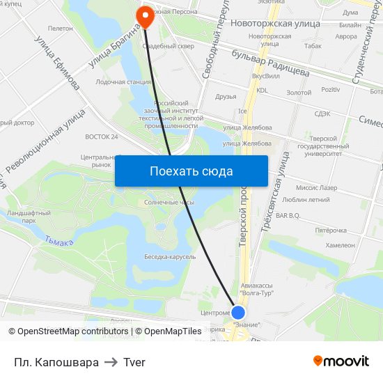 Пл. Капошвара to Tver map