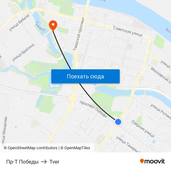 Пр-Т Победы to Tver map
