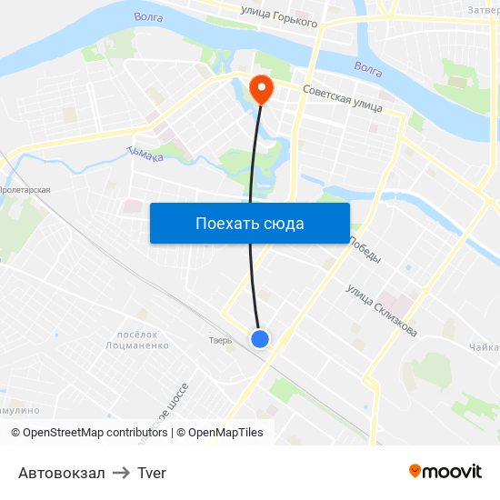 Автовокзал to Tver map